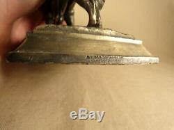 Antique Advertising Paperweight Albion Malleable Iron Figural Lion MI American