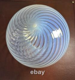 Antique American Victorian Era Blue Opalescent Swirl Art Glass Globe Shade