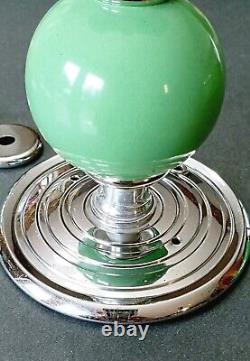 Antique Art Deco Nouveau Victorian Glass Chrome Green Ceiling Light Fixture Vtg