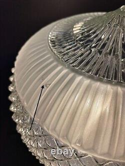 Antique Art Deco Nouveau Victorian Ribbed Diamond Glass Ceiling Light Fixture