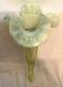 Antique Art Glass Epergne Horn With Ribbed Vaseline Glass