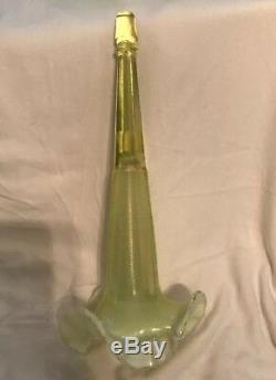 Antique Art Glass Epergne Horn with Ribbed Vaseline Glass