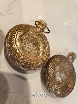 Antique Art NOUVEAU Victorian PERFUME Gold Gilt Glass Perfume Bottles France