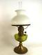 Antique Art Nouveau Brass Oil Lamp Green Glass Font Matador Burner With Shade