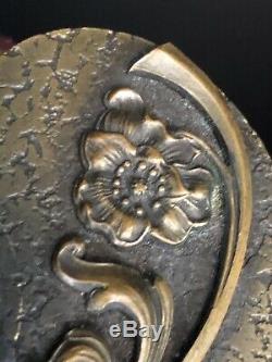 Antique Art Nouveau Brooch Jugendstil Signed Sash Pin 1890s Victorian Art Glass