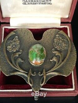 Antique Art Nouveau Brooch Jugendstil Signed Sash Pin 1890s Victorian Art Glass