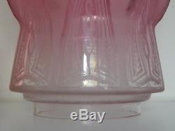 Antique Art Nouveau Cranberry acid etched Glass Oil Lamp Shade