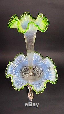 Antique Art Nouveau Epergne Vase Centerpiece Opalescent French Victorian Glass