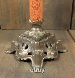 Antique Art Nouveau French Table Oil Lamp Blue Glass Parlor Victorian c1900 Antique Art Nouveau French Table Oil Lamp Blue Glass Parlor Victorian c1900