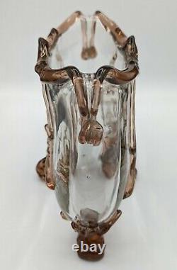 Antique Art Nouveau Harrach Glass Vase with Applied Glass Large 1880s to 1890s