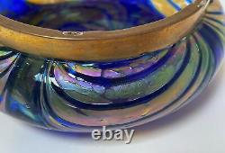 Antique Art Nouveau Iridescent Glass Pulled Feather Rose Bowl Vase Loetz Era