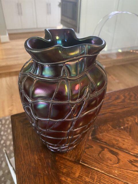 Antique Art Nouveau Pallme Konig Art Glass Thread Veined Vase Loetz Kralik