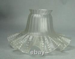 Antique Art Nouveau Victorian Frosted Satin Glass Lamp Shade Bell Ruffled Rim