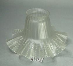 Antique Art Nouveau Victorian Frosted Satin Glass Lamp Shade Bell Ruffled Rim