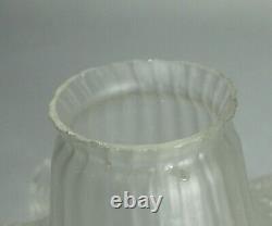 Antique Art Nouveau Victorian Frosted Satin Glass Lamp Shade Bell Ruffled Rim