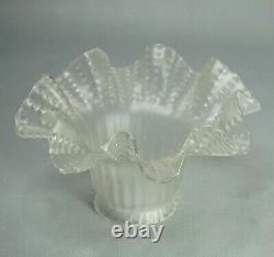 Antique Art Nouveau Victorian Frosted Satin Glass Lamp Shade Bell Ruffled Rim