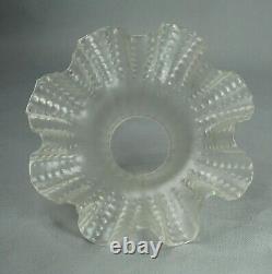 Antique Art Nouveau Victorian Frosted Satin Glass Lamp Shade Bell Ruffled Rim