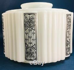 Antique Art Nouveau Victorian Milk Glass Large Columned Lamp Shade