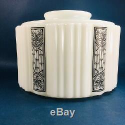 Antique Art Nouveau Victorian Milk Glass Large Columned Lamp Shade