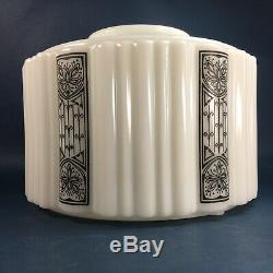 Antique Art Nouveau Victorian Milk Glass Large Columned Lamp Shade