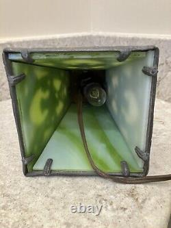 Antique Art Nouveau Victorian Slag Glass Cast Metal Boudoir Lamp