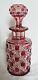 Antique Baccarat Red Cut To Clear Large Crystal Perfume Bottle Withstopper