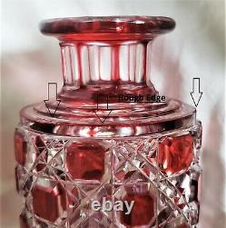 Antique Baccarat Red Cut to Clear Large Crystal Perfume Bottle withStopper