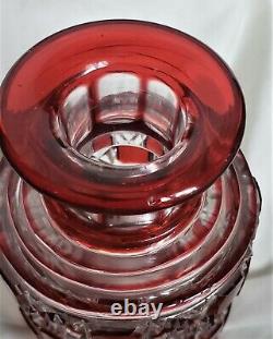 Antique Baccarat Red Cut to Clear Large Crystal Perfume Bottle withStopper