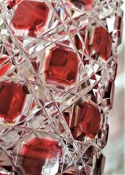 Antique Baccarat Red Cut to Clear Large Crystal Perfume Bottle withStopper