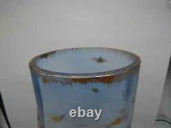 Antique Blue Moser Sculptured Eagle Cylinder Glass Vase Circa 1885