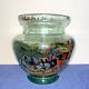 Antique Bohemian Czech Hand Painted Polychrome/enamel Stage Coach Art Glass Vase