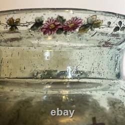 Antique Bohemian Czech Hand Painted Polychrome/Enamel STAGE COACH Art Glass Vase