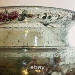 Antique Bohemian Czech Hand Painted Polychrome/Enamel STAGE COACH Art Glass Vase