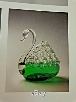 Antique Bohemian Czech Rodolt Schwedler Harrach Art Glass Swan Flower Frog Vase