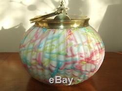 Antique Bohemian / English Cased Glass Ribbed Peloton Biscuit Barrel c1890