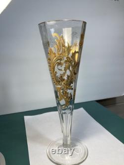 Antique Bohemian Gold Gilded Glass Trumpet Vase 10 1/2tall Very Nice Antique Bohemian Gold Gilded Glass Trumpet Vase 10 1/2tall Very Nice