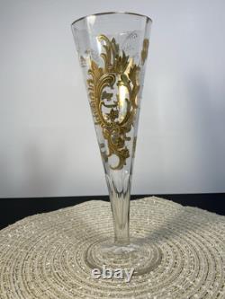 Antique Bohemian Gold Gilded Glass Trumpet Vase 10 1/2tall Very Nice Antique Bohemian Gold Gilded Glass Trumpet Vase 10 1/2tall Very Nice