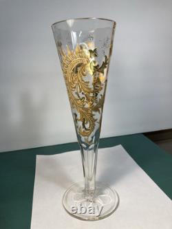 Antique Bohemian Gold Gilded Glass Trumpet Vase 10 1/2tall Very Nice Antique Bohemian Gold Gilded Glass Trumpet Vase 10 1/2tall Very Nice