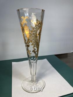 Antique Bohemian Gold Gilded Glass Trumpet Vase 10 1/2tall Very Nice Antique Bohemian Gold Gilded Glass Trumpet Vase 10 1/2tall Very Nice