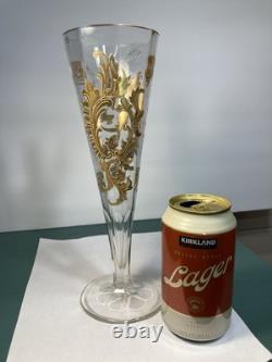 Antique Bohemian Gold Gilded Glass Trumpet Vase 10 1/2tall Very Nice Antique Bohemian Gold Gilded Glass Trumpet Vase 10 1/2tall Very Nice