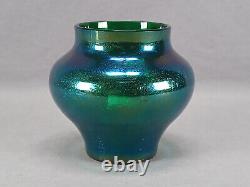 Antique Bohemian Green Blue & Purple Iridescent Crackle Vase Circa 1900
