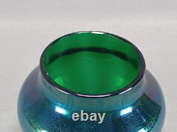 Antique Bohemian Green Blue & Purple Iridescent Crackle Vase Circa 1900