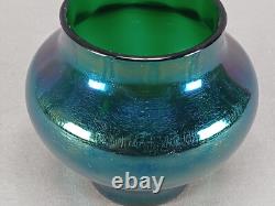 Antique Bohemian Green Blue & Purple Iridescent Crackle Vase Circa 1900