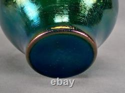 Antique Bohemian Green Blue & Purple Iridescent Crackle Vase Circa 1900