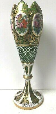 Antique Bohemian Green Glass Vase