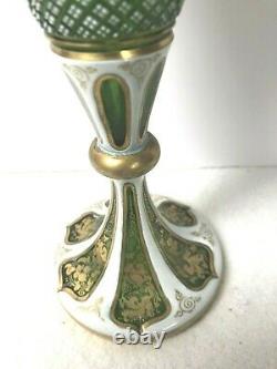 Antique Bohemian Green Glass Vase