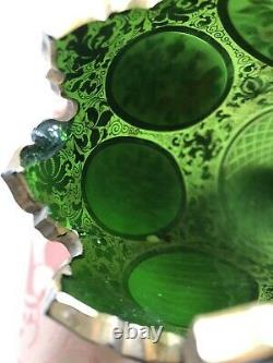 Antique Bohemian Green Glass Vase