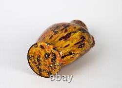 Antique Bohemian Harrach Art Glass Vase Thorn Handles Oxblood Amber Mica Flecks