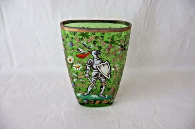 Antique Bohemian Harrach Historismus Enamel Glass Vase C 1880