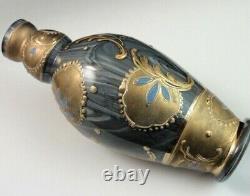 Antique Bohemian Harrach / Loetz Marmoriertes Hand Painted Floral Art Glass Vase